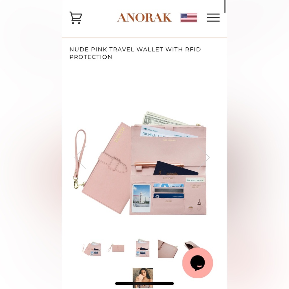 ANORAK Nude Pink 100% Saffiano leather Travel Wallet with RFID Protection